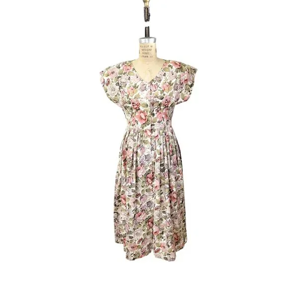 Vintage Garden Party Cottagecore Romantic Floral Dress - Picture 3 of 8
